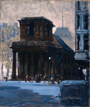  1923 Painting - king s chapel boston 1923 George luks cityscape street scenes